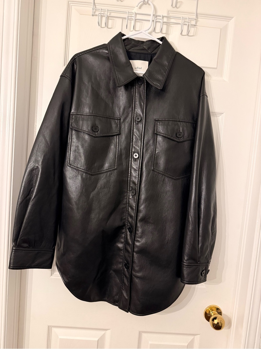 Aritzia Wilfred Ganna Faux Leather Shirt Jacket